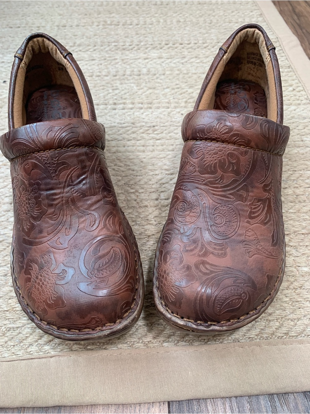 boc Brown Embossed Paisley Leather Slip-On